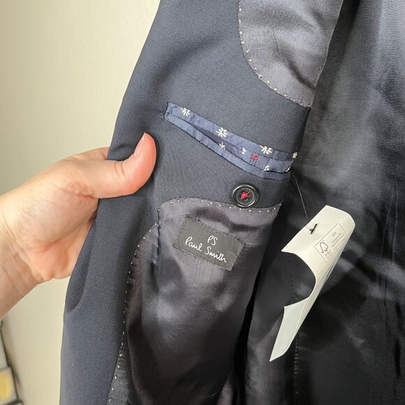 Paul Smith Mens Navy Blue Wool Blend Two-Button Suit Jacket Blazer 40/50 - Picture 7 of 14